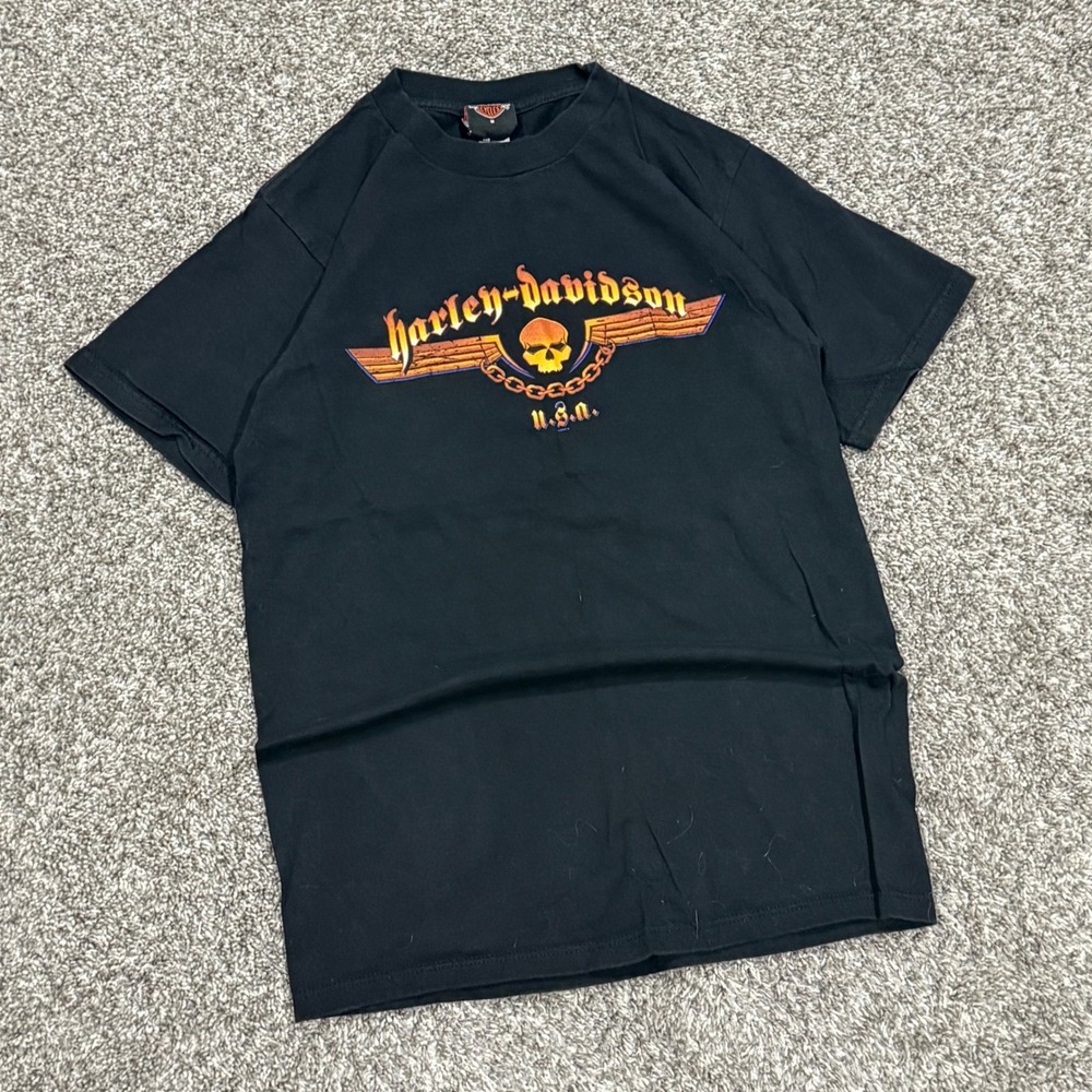 VTG 90s Harley-Davidson Skull Graphic T-Shirt Hal's New Berlin WI Eagle Mens M